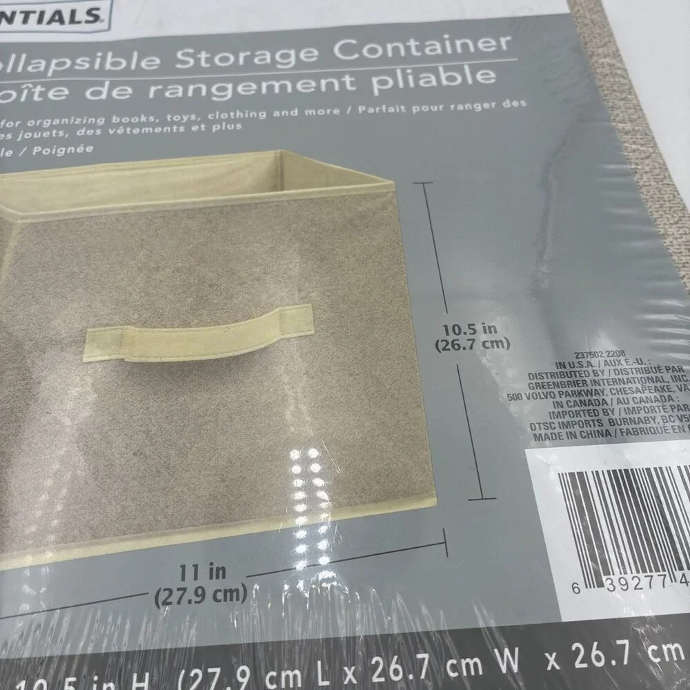NEW Convenience Pieces Foldable Storage Cubes  With Handle Beige-10.5-11-10.5in
